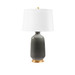 Carolyn Lamp with Shade 17-inch White Linen, with Gold, Stormy Gray
