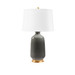 Carolyn Lamp with Shade 17-inch White Linen, with Gold, Stormy Gray