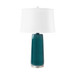 Edgware Lamp with Shade 17-inch White Linen, with Nickel, Green Lapis