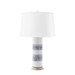 Elena Lamp with Shade 17-inch White Linen, with Nickel, Gray and White