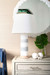 Elena Lamp with Shade 17-inch White Linen, with Nickel, Gray and White