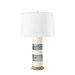 Elena Lamp with Shade 17-inch White Linen, with Nickel, Blue and White