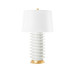 Elektra Lamp with Shade 17-inch White Linen, with Gold, Cool White