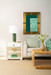 Elektra Lamp with Shade 17-inch White Linen, with Gold, Dark Green