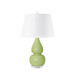 Emilia Lamp with Shade 16-inch White Linen, with Nickel, Light Green