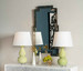 Emilia Lamp with Shade 16-inch White Linen, with Nickel, Light Green