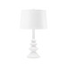 Ernst Lamp with Shade 14-inch White Linen, with Nickel, Plaster White