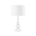 Ernst Lamp with Shade 14-inch White Linen, with Nickel, Plaster White