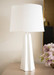 Estrella Lamp with Shade 14-inch White Linen, with Nickel, Plaster White