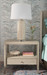 Formosa Lamp with Shade 17-inch White Linen, with Nickel, Dove Gray