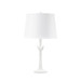 Luna Lamp with Shade 14-inch White Linen, with Nickel, Plaster White