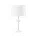Luna Lamp with Shade 14-inch White Linen, with Nickel, Plaster White