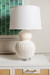 Meridian Lamp with Shade 17-inch White Linen, with Nickel, White Cloud