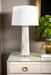 Molino Lamp with Shade 17-inch White Linen, with Nickel, Dove Gray