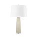 Naxos Lamp with Shade 17-inch White Linen, with Nickel, Beige