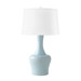 Nadia Lamp with Shade 17-inch White Linen, with Nickel, Misty Blue