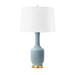 Safira Lamp with Shade 17-inch White Linen, with Gold, Sky Blue