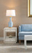Safira Lamp with Shade 17-inch White Linen, with Gold, Sky Blue