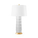 Saigon Lamp with Shade 17-inch White Linen, with Gold, Cool White