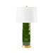 Saigon Lamp with Shade 17-inch White Linen, with Gold, Dark Green