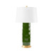 Saigon Lamp with Shade 17-inch White Linen, with Gold, Dark Green