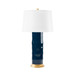 Saigon Lamp with Shade 17-inch White Linen, with Gold, Navy Blue