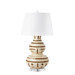 Shino Lamp with Shade 16-inch White Linen, with Nickel, Ivory and Brown