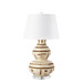 Shino Lamp with Shade 16-inch White Linen, with Nickel, Ivory and Brown