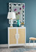 Tao Lamp with Shade 16-inch White Linen, with Gold, White Smoke