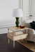 Tao Lamp with Shade 16-inch White Linen, with Gold, Dark Green
