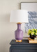 Thalia Lamp with Shade 17-inch White Linen, with Gold, Lilac