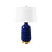 Carolyn Lamp with Shade 17-inch White Linen, with Gold, Royal Blue