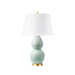 Shandy Lamp with Shade 16-inch White Linen, with Gold, Pale Celedon