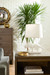 Titus Lamp with Shade 14-inch White Linen, with Nickel, Plaster White