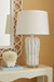 Malibu Lamp with Shade 17-inch White Linen, with Nickel, Alpine Gleam