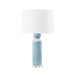 Corinth Lamp with Shade 17-inch White Linen, with Nickel, Cloud Blue