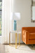 Corinth Lamp with Shade 17-inch White Linen, with Nickel, Cloud Blue