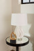 Tulum Lamp with Shade 17-inch White Linen, with Gold, Ivory Frost