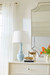 Ansonia Lamp with Shade 17-inch White Linen, with Nickel, Sky Breeze