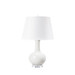 Somerset Lamp with Shade 16-inch White Linen, with Nickel, Alpine Gleam