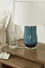 Savannah Lamp with Shade 17-inch White Linen, with Nickel, Dusky Ocean