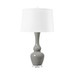 Ansonia Lamp with Shade 17-inch White Linen, with Nickel, Graphite Glow