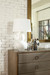 Lisbon Lamp with Shade 17-inch White Linen, with Nickel, Alpine Gleam