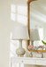 Somerset Lamp with Shade 16-inch White Linen, with Nickel, Foggy Morning