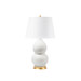 Charlotte Lamp with Shade 16-inch White Linen, with Gold, Blanc de Chine