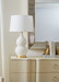 Charlotte Lamp with Shade 16-inch White Linen, with Gold, Blanc de Chine