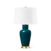 Kylie Lamp with Shade 17-inch White Linen, with Gold, Dark Teal