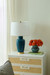 Kylie Lamp with Shade 17-inch White Linen, with Gold, Dark Teal