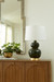 Jade Lamp with Shade 17-inch White Linen, with Gold, Olive Green