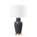 Kylie Lamp with Shade 17-inch White Linen, with Gold, Stormy Gray